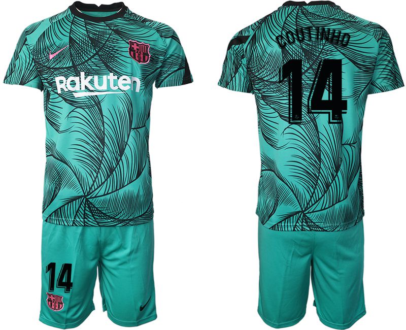 Men 2020-2021 club Barcelona green training suit #14 Soccer Jerseys1